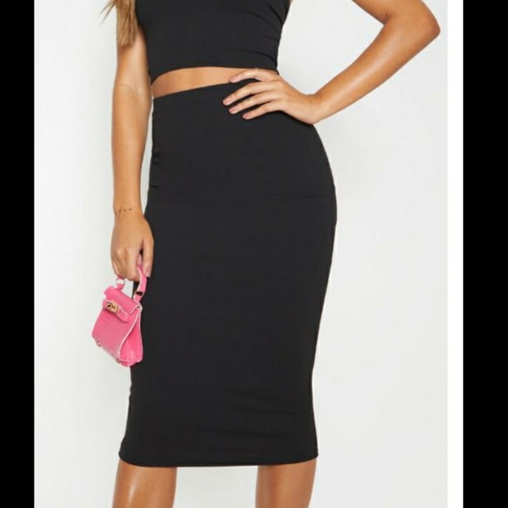 PrettyLittleThing Black Midi Pencil Skirt